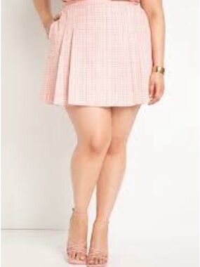 ELOQUII 18 Tweed Mini Skirt Pink